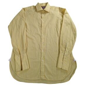 Thomas Pink Shirt Mens 16 34 Yellow Check Dress Shirt Jermyn Street London